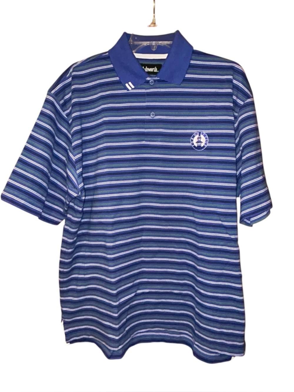 Ashworth EZ-Tech Golf PGA Club Polo Shirt Men’s Large‎ Blue Striped Cotton